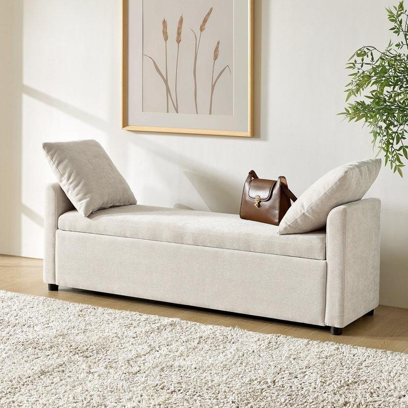 Polyester Kumaş Sandıklı İki Yastıklı Modern Bench - 151 cm - 164749