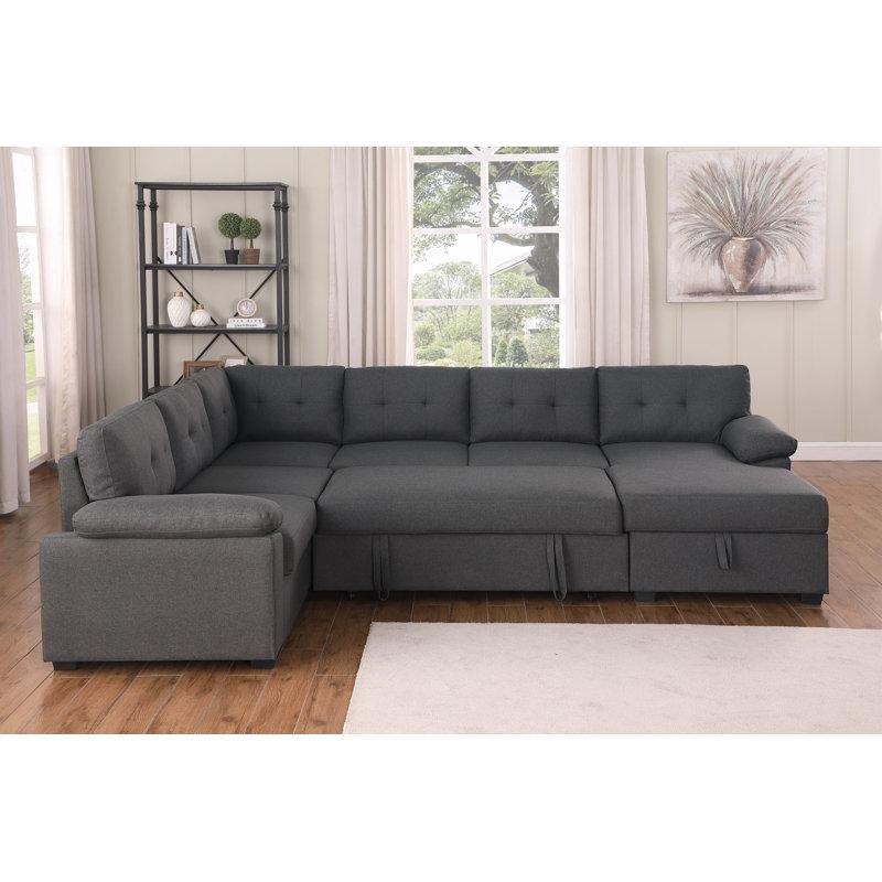 Polyester Kumaş Yataklı Sandıklı Kapitoneli Sağ U Köşe Koltuk Takımı - 300x235 cm - 192939