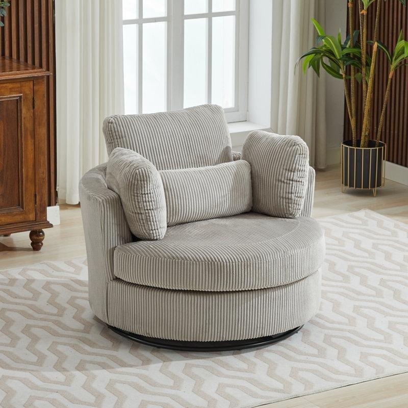 Polyester Metal Ayaklı Döner Varil Tasarım Tekli Koltuk - 107 cm - 204744