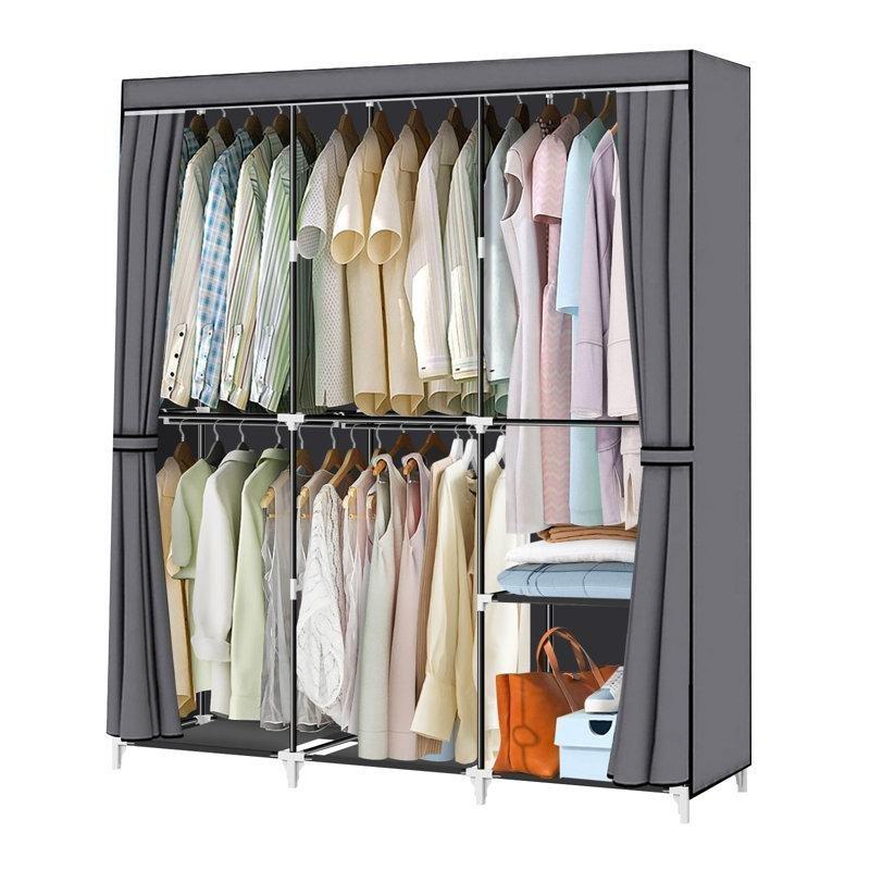 Portatif Fermuarlı Raflı Kumaş Bez Dolap - 127 cm - 182713