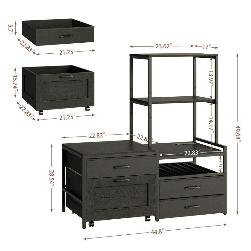 Prizli Şaraplıklı Çekmeceli Metal ve MDF Çok Amaçlı Mutfak Rafı ve Mini Buzdolabı Standı - 163975