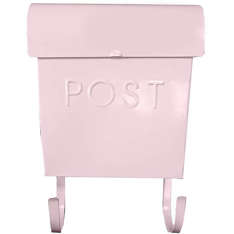 Pudra Pembe Alüminyum Toz Boyalı Gazetelikli ve Askılı Duvara Monte Posta Kutusu - 31x28x12 cm - 166054