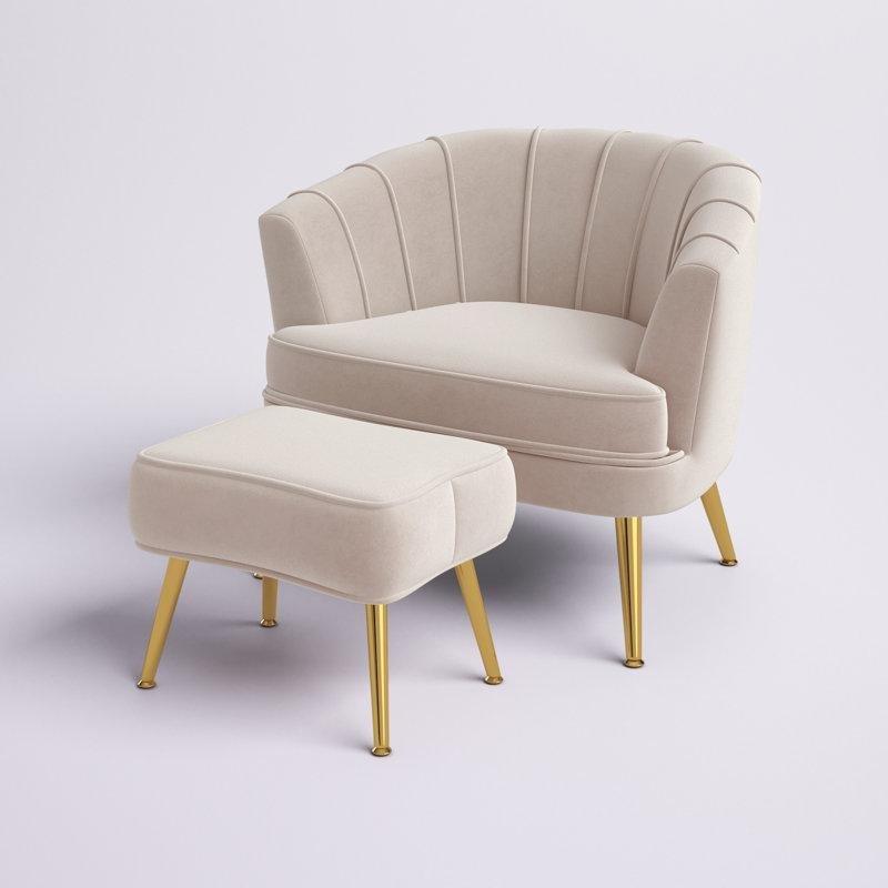 Puflu Gold Metal Ayaklı Kanal Dikişli Kumaş Tekli Koltuk - 204506