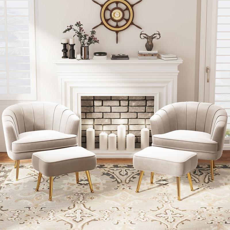 Puflu Gold Metal Ayaklı Kanal Dikişli Kumaş Tekli Koltuk - 204506