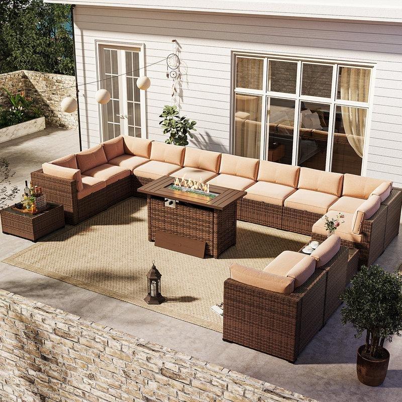 Rattan Ateş Çukurlu 15 Parça 12 Kişilik Bahçe Takımı - 211049