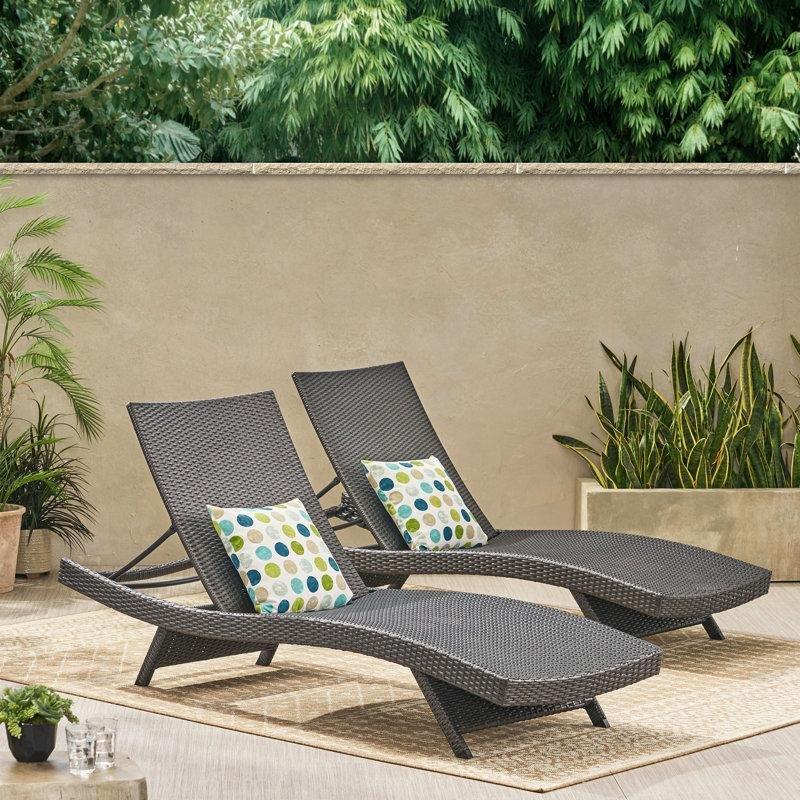 Rattan Ayarlanabilir Katlanabilir 2li Şezlong Seti - 201 cm - 171524