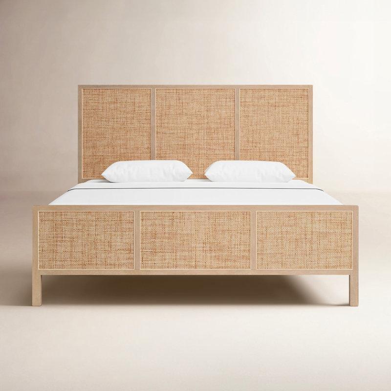 Rattan Detaylı Masif Mango Ağacı Bohem Platform Karyola - 199x211 cm - 182078