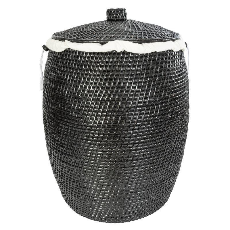 Rattan El Dokuması Kapaklı Çamaşır Sepeti - 61x39 cm - 187923