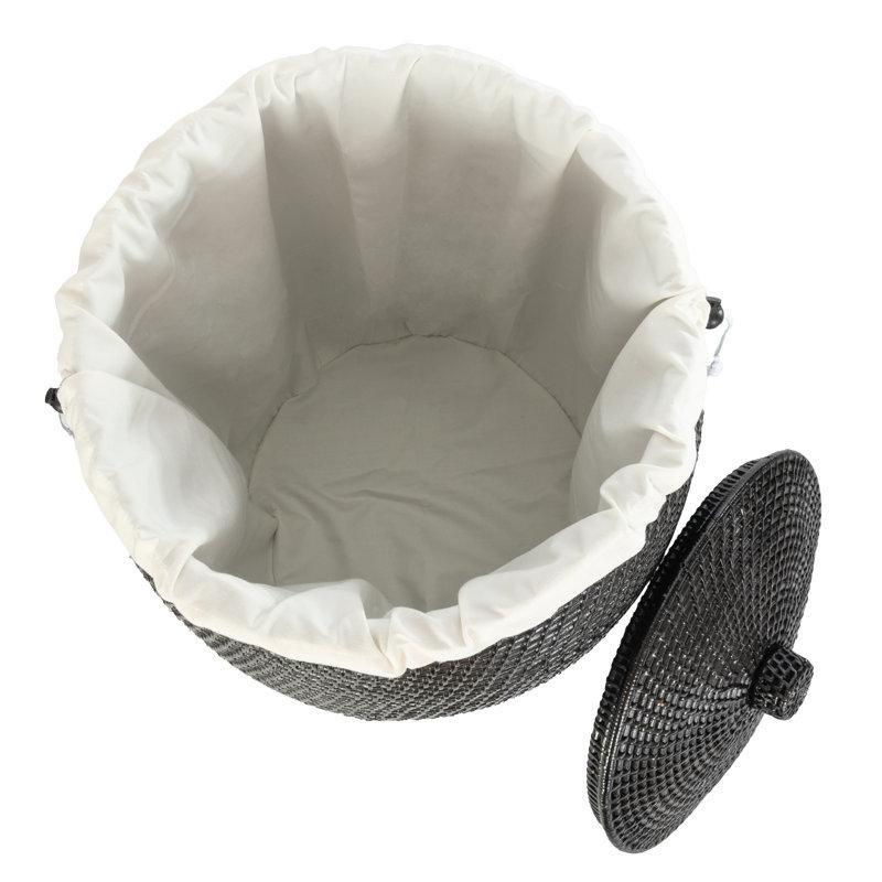 Rattan El Dokuması Kapaklı Çamaşır Sepeti - 61x39 cm - 187923