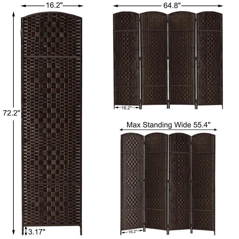 Rattan Elmas Dokuma Çift Yönlü Menteşeli Katlanır Paravan - 184x163 cm - 184892