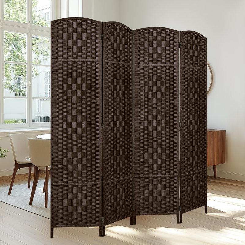 Rattan Elmas Dokuma Çift Yönlü Menteşeli Katlanır Paravan - 184x163 cm - 184892
