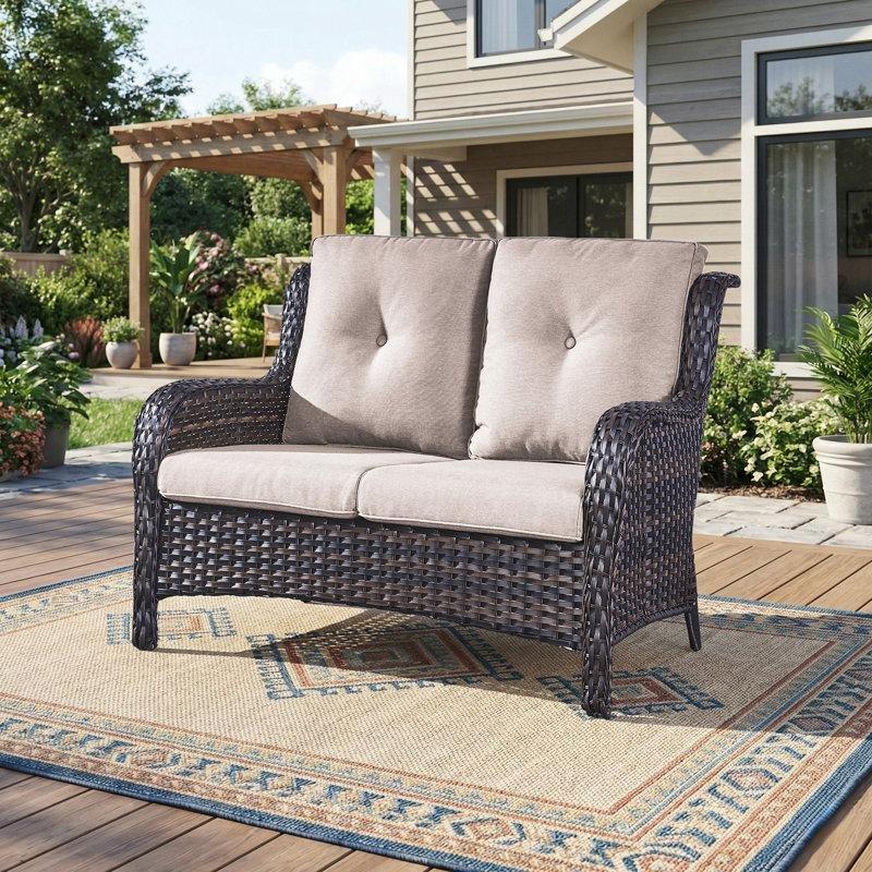 Rattan Minderli Dış Mekan İkili Koltuk - 135 cm - 205798