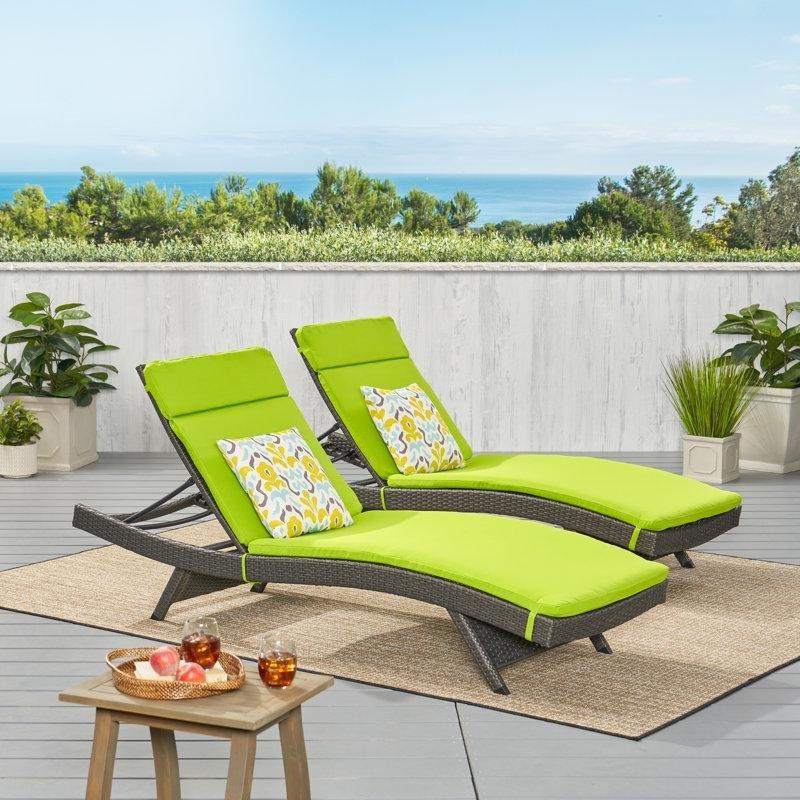 Rattan Minderli Katlanabilir Yatırılabilir Şezlong Seti - 202 cm - 170949