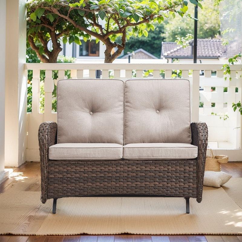 Rattan Minderli Sallanan İkili Koltuk - 112x61x89 cm - 205766