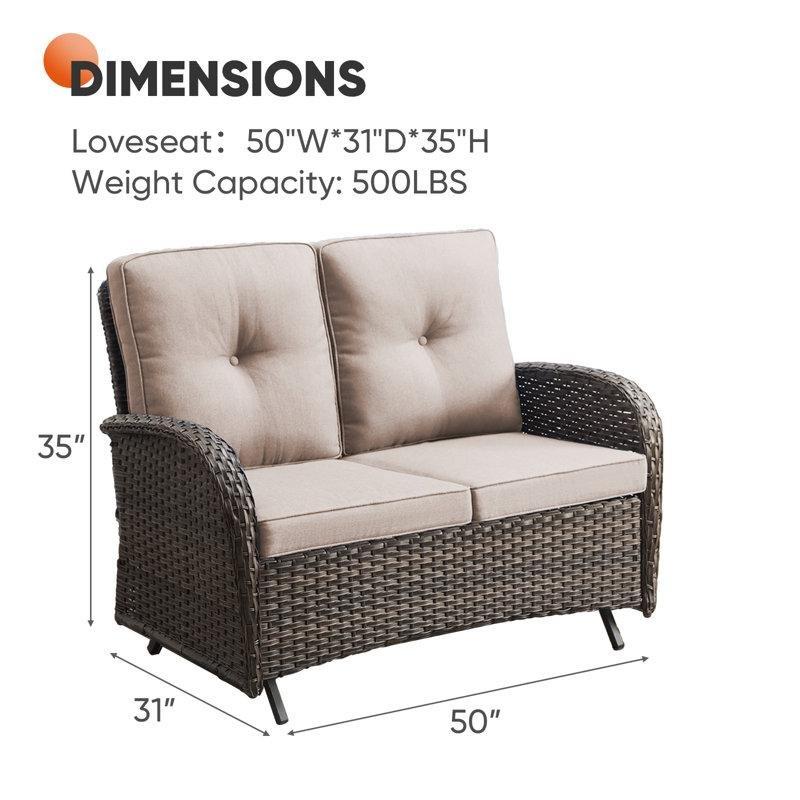 Rattan Minderli Sallanan İkili Koltuk - 112x61x89 cm - 205766