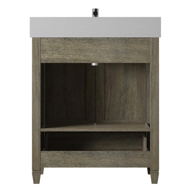 Rattan Taş Tezgahlı Ayaklı Çekmeceli Banyo Lavabo Dolabı - 76 cm - 199679