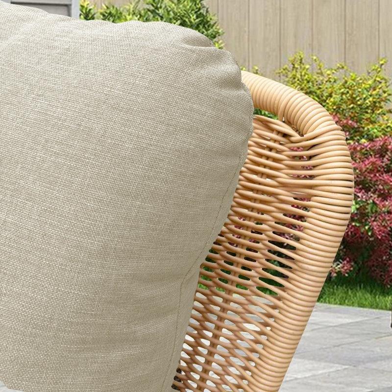 Rattan ve Masif Ahşap Minderli Bahçe Sallanan Sandalye - 219253