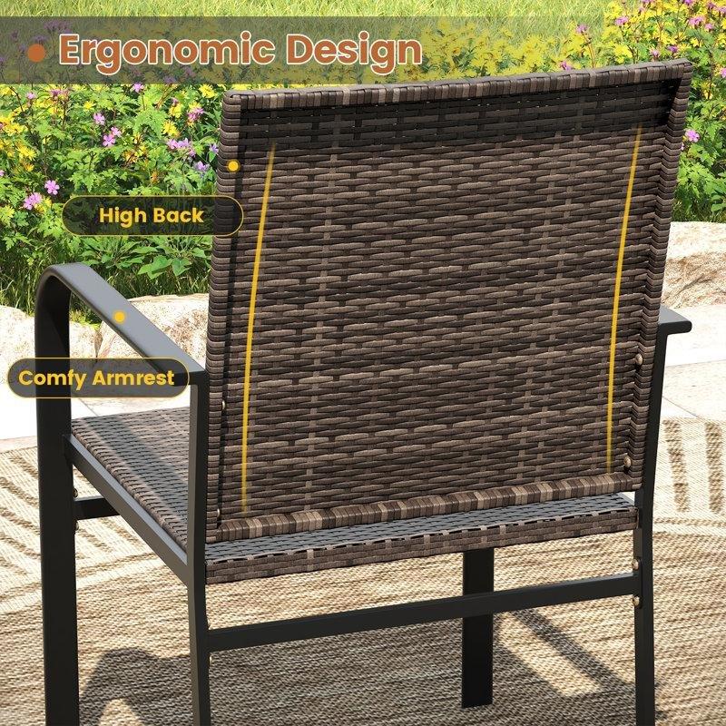 Rattan ve Metal 6 Kişilik Şemsiye Delikli Yuvarlak Bahçe Masa Takımı - 127 cm - 214509