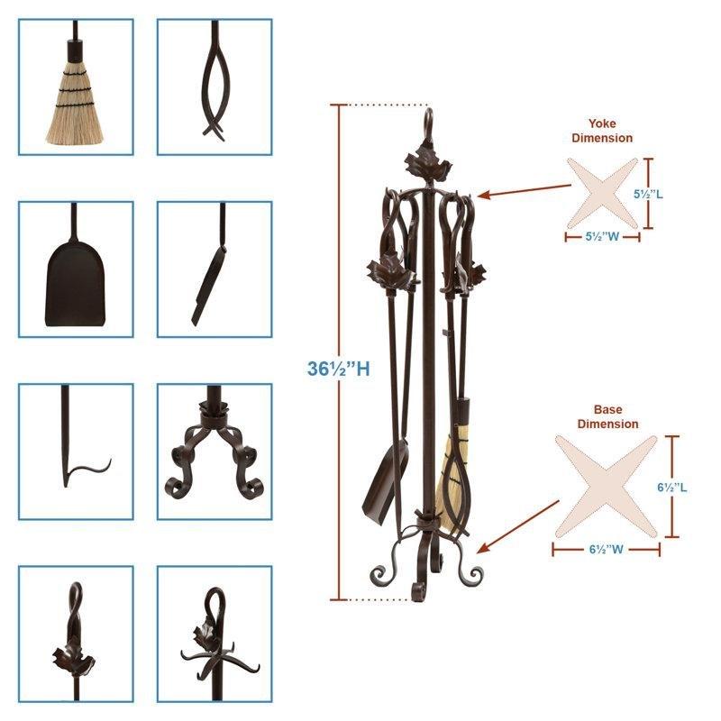 Roma Bronzu Demir Stantlı Şömine Maşa Takımı - 89 cm - 189324
