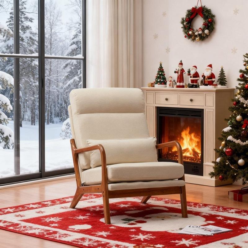 Rustik Kahverengi Masif Meşe Bel Destekli Tekli Koltuk - 66 cm - 202611