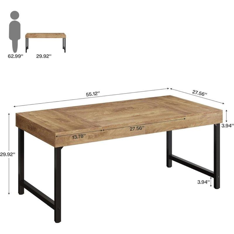 Rustik Kahverengi MDF ve Siyah Metal Ayaklı Dikdörtgen 6 Kişilik Bohem Yemek Masası - 141x71 cm - 237759