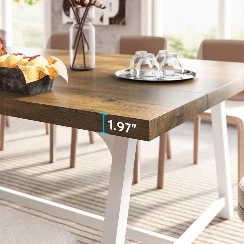 Rustik Kahverengi ve Siyah MDF ve Metal Dikdörtgen 8 Kişilik Bohem Yemek Masası - 181x85x76 cm - 237878