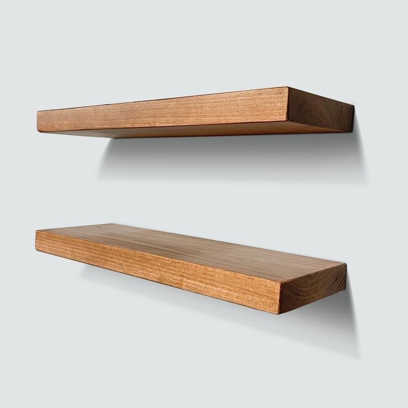 Rustik Masif Çam 2li Set Gizli Montajlı Duvar Rafı - 92 cm - 180418