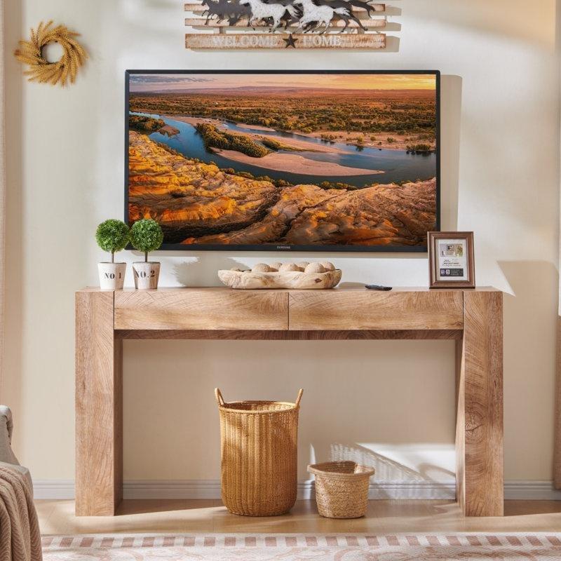 Rustik Meşe MDF 2 Çekmeceli Koltuk Arkası Dresuar - 161 cm - 217528