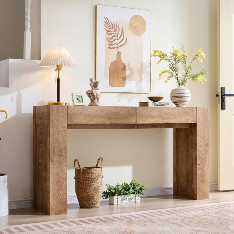 Rustik Meşe MDF 2 Çekmeceli Koltuk Arkası Dresuar - 161 cm - 217528