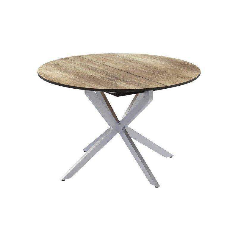 Rustik Meşe ve Gri Açılabilir Yuvarlak Bohem Yemek Masası - 120 cm - 237013