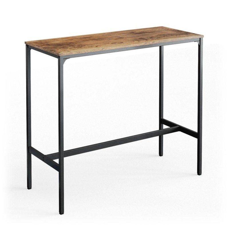 Rustik Meşe ve Siyah Metal Ayaklı Endüstriyel Bar Masası - 120x50 cm - 232434