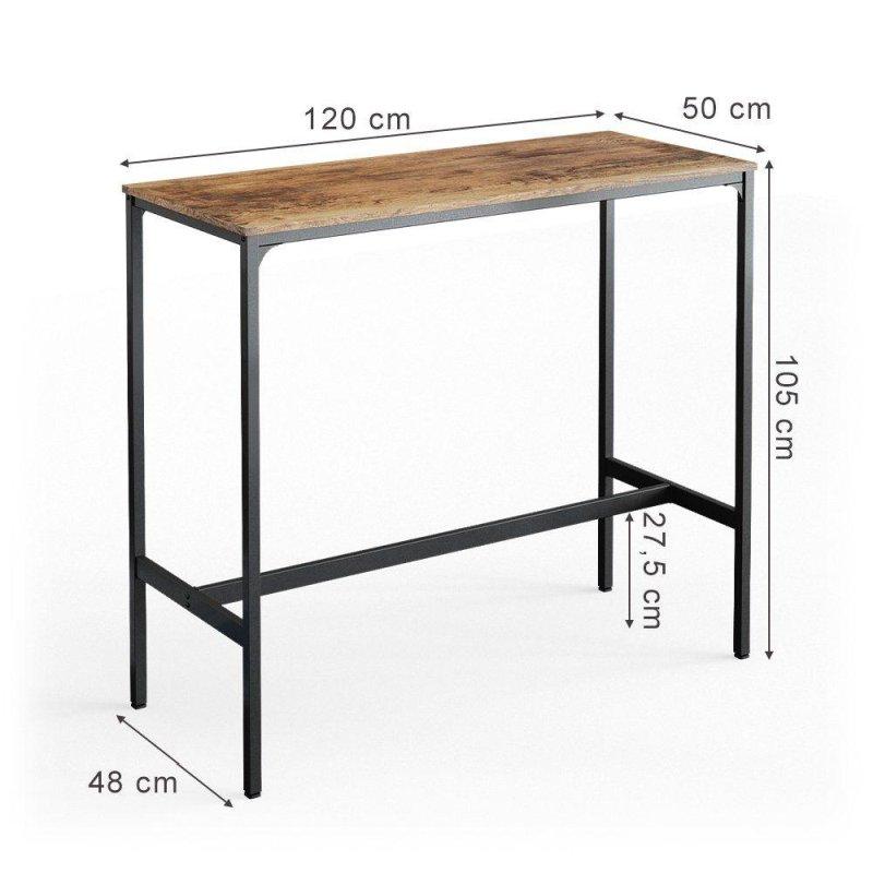 Rustik Meşe ve Siyah Metal Ayaklı Endüstriyel Bar Masası - 120x50 cm - 232434