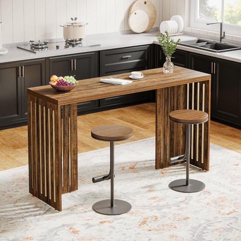 Rustik Panjurlu Kaide MDF Bar Masası - 161 cm - 231428