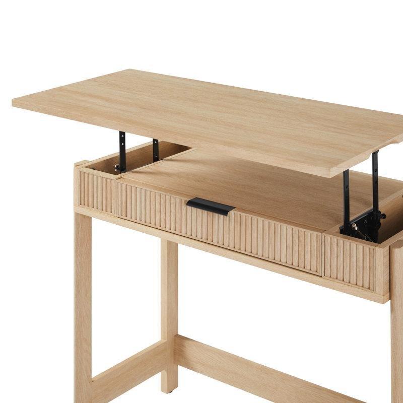 Sahil Meşesi MDF Yivli Çekmeceli Yüksekliği Ayarlanabilir Vintage Çalışma Masası - 97x43 cm - 234788