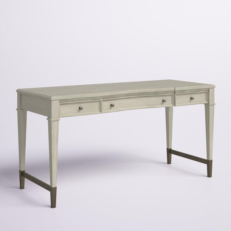 Şampanya Metal Ayaklı Masif Ahşap 3 Çekmeceli Vintage Çalışma Masası - 153x61 cm - 234417