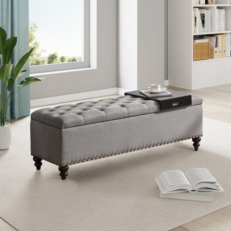 Sandıklı Kapitoneli Zımba Detaylı Masif Ahşap Bench - 164530