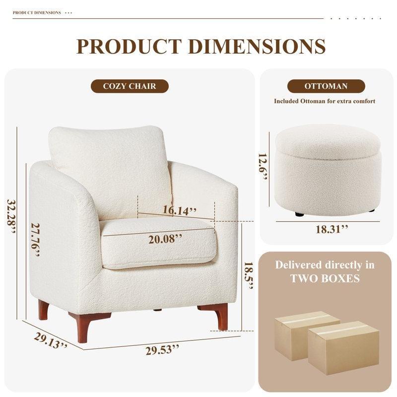 Sandıklı Puflu ve Yastıklı Masif Ahşap Çerçeveli Fıçı Tasarım 2li Set Tekli Koltuk - 203417