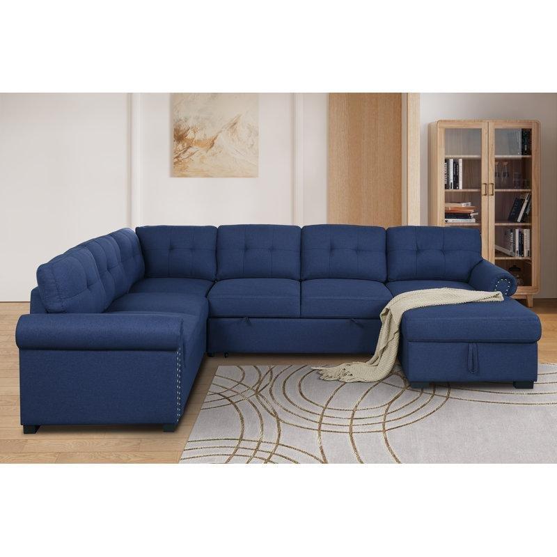 Sandıklı Yataklı Kapitoneli Zımba Detaylı Polyester Kumaş U Köşe Koltuk Takımı - 298x232 cm - 193745