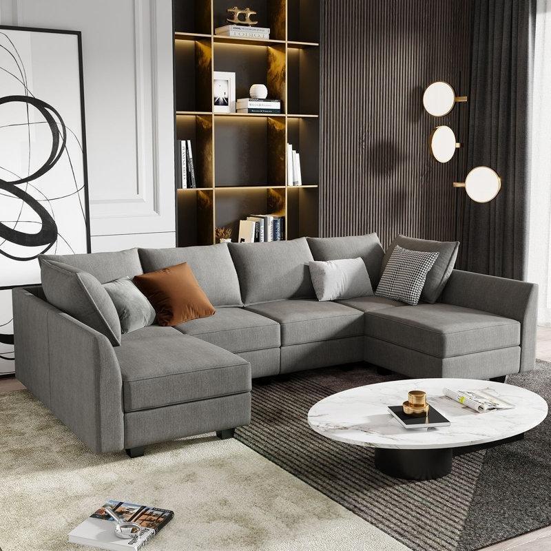 Sandıklı Yönü Değiştirilebilir Modüler Polyester Kumaş U Köşe Koltuk Takımı - 287x142 cm - 193351