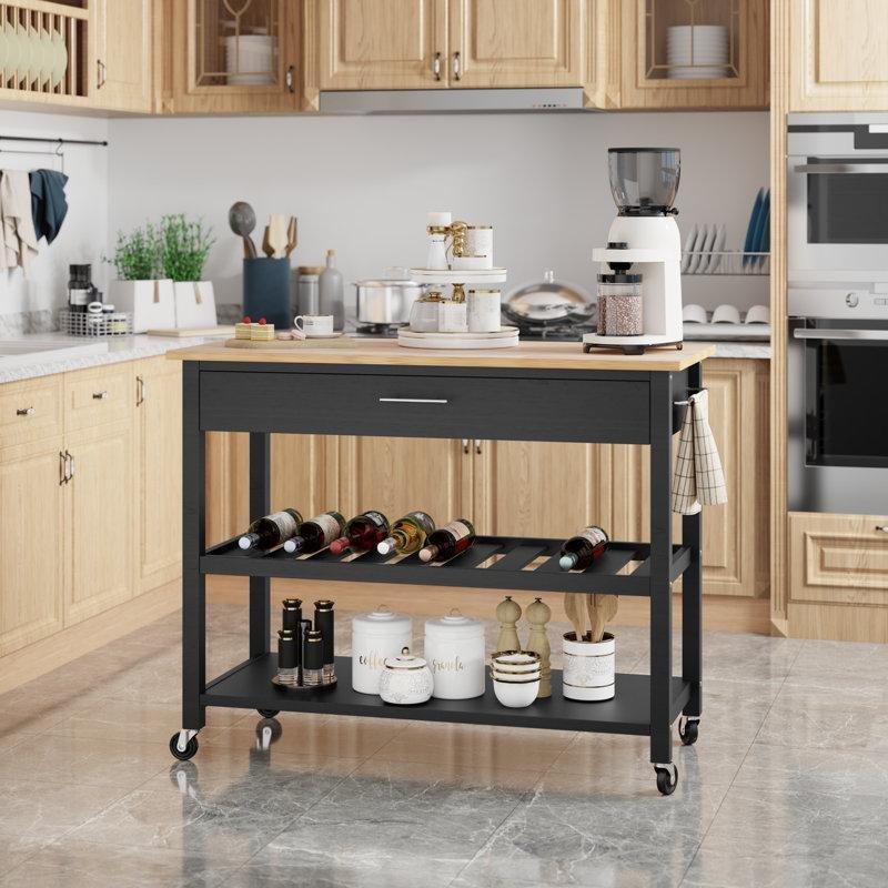 Sarı Ahşap Tekerlekli Çekmeceli ve Havluluklu Mutfak Servis Arabası - 102x51 cm - 164023 Sarı Ahşap Tekerlekli Çekmeceli ve Havluluklu Mutfak Servis Arabası - 102x51 cm - 164023