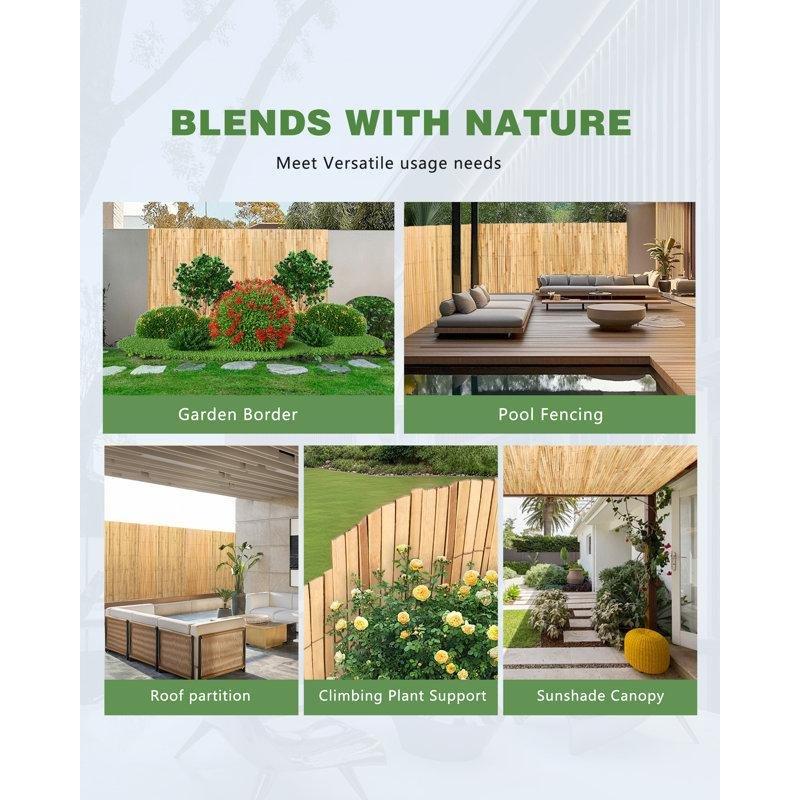 Sarı Doğal Bambu Rulo Balkon Çiti - 183x305 cm - 174542