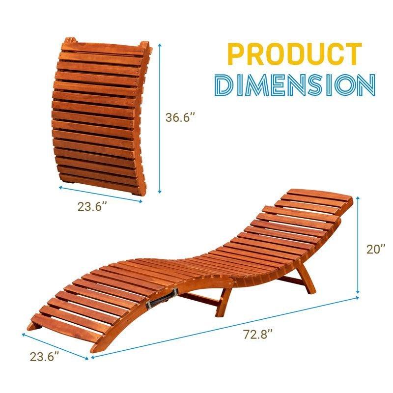 Sarı Kahverengi Ahşap Katlanır Ayarlanabilir Şezlong 2li Set - 185x60 cm - 171582