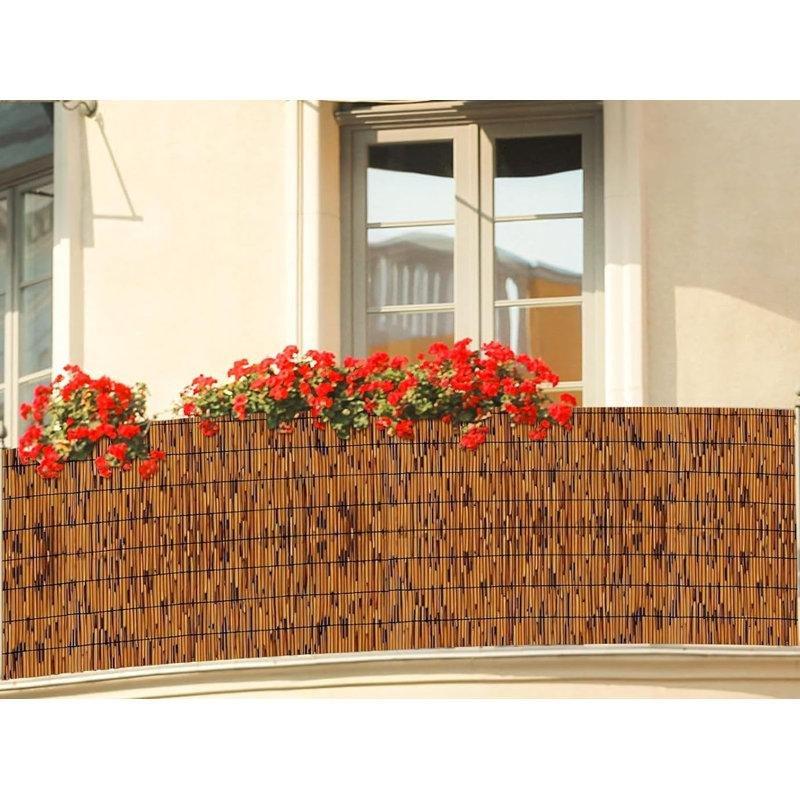 Sarı Karbonize Rulo Kamış Balkon Çiti - 61x36 cm - 174603