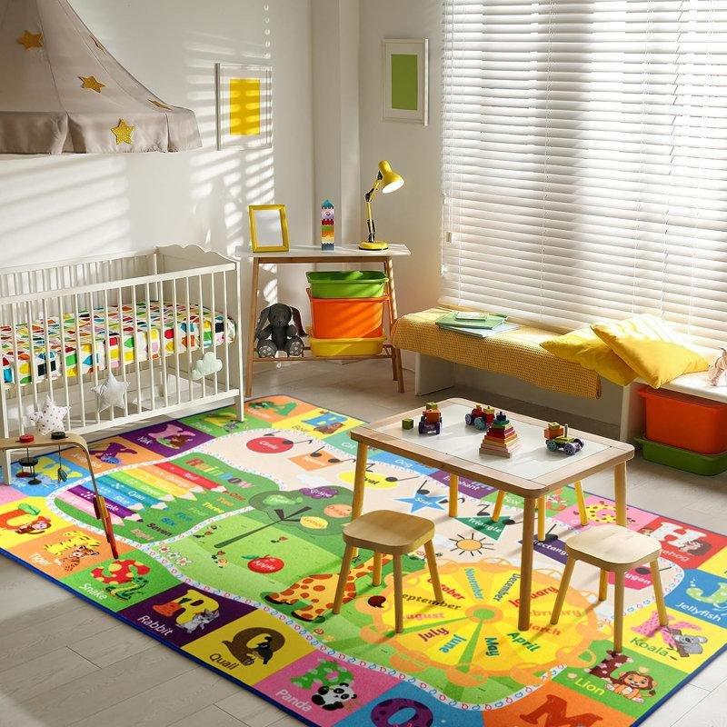 Sarı Polyester Kaymaz Tabanlı Eğitici Oyun Halısı - 183x275 cm - 182636
