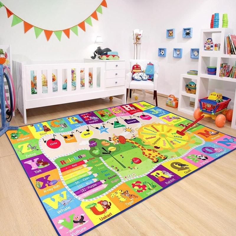 Sarı Polyester Kaymaz Tabanlı Eğitici Oyun Halısı - 183x275 cm - 182636