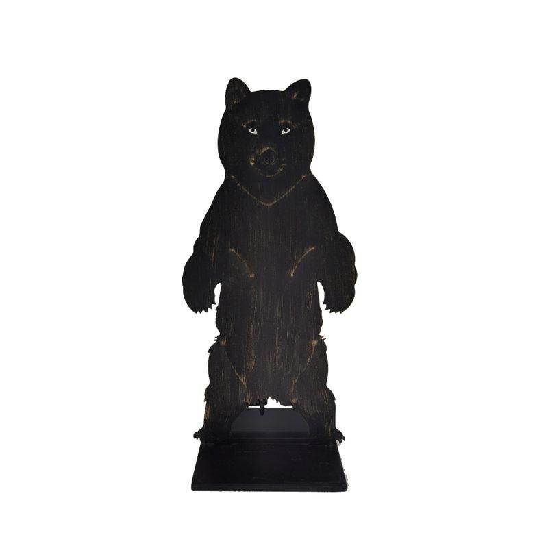 Saten Siyah Çelik Ayı Figürlü Şömine Maşa Takımı - 64 cm - 188500