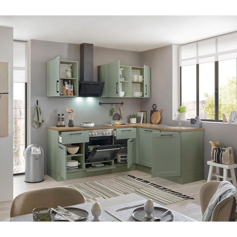 Saz Yeşili Yavaş Kapanır Çift Yönlü Kurulumlu Köşe Mutfak - 220x211 cm - 185804