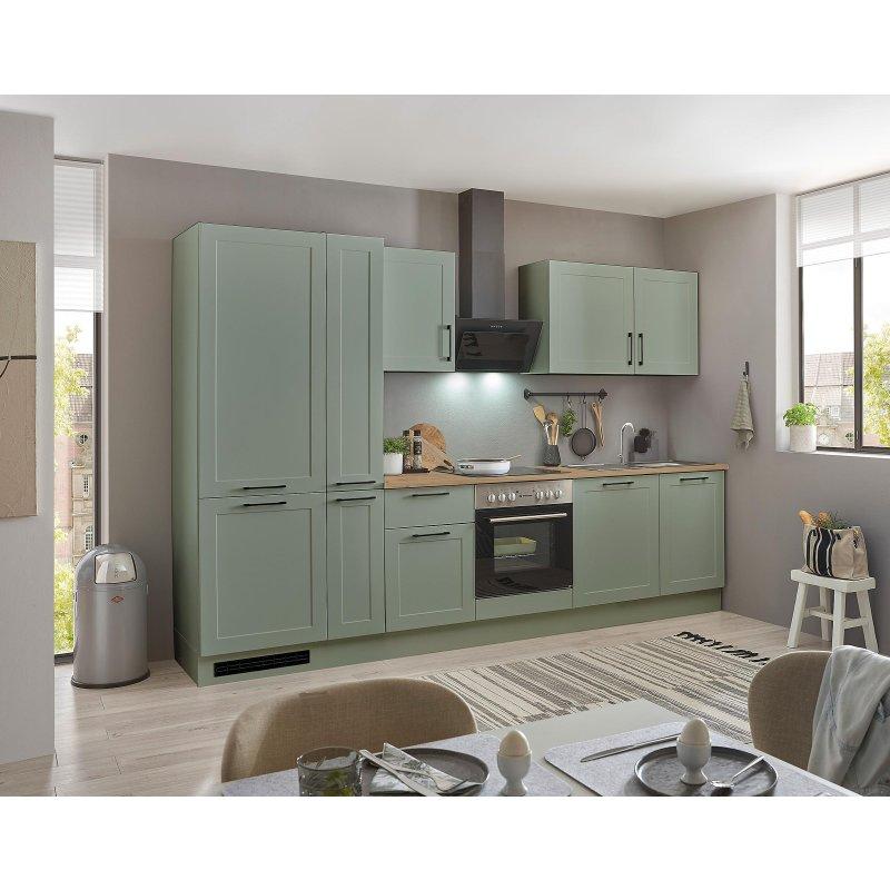 Saz Yeşili Yavaş Kapanır Siyah Metal Kulplu MDF Mutfak Modeli - 310 cm - 185786