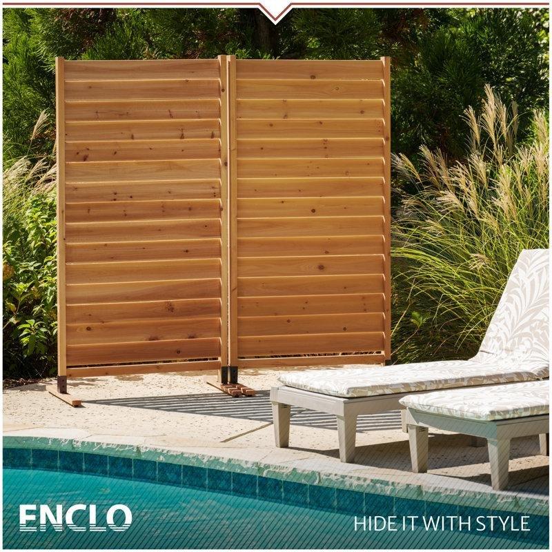 Sedir Rengi Ahşap Panjurlu Bağımsız Durabilen Bahçe Paravanı - 187x96 cm - 173229