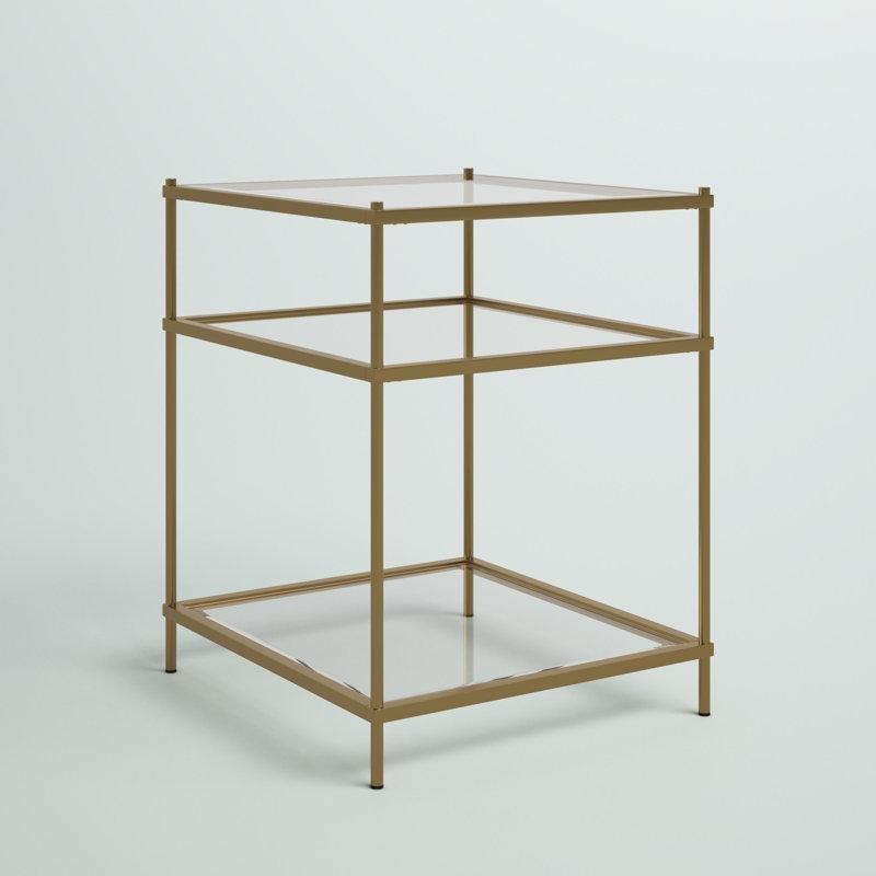 Şeffaf Temperli Cam ve Metal Raflı Komodin - 56x51x67 cm - 223945